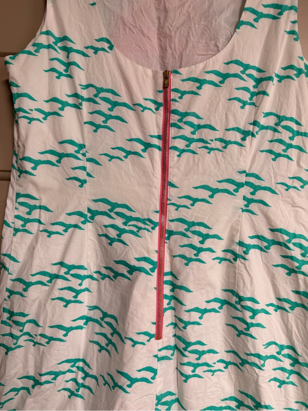 Lilli Pulitzer Women’s Size 10 White Pink With Green Birds Pattern Shift Dress - Picture 7 of 13